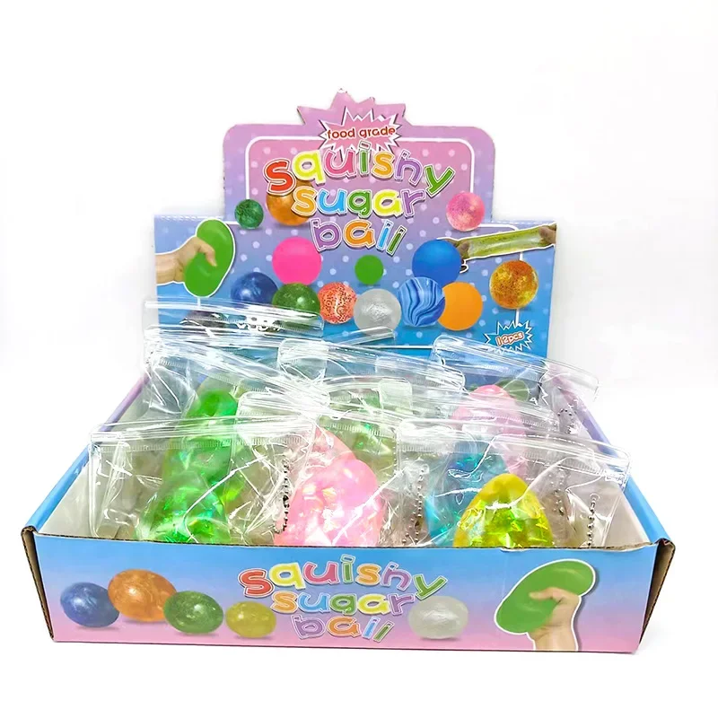 2 pieces of colored random children's stress relief toys golden egg maltose squeezed TPR soft plastic eggs
