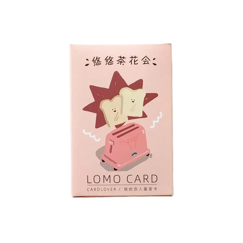 Creative Tea Party Series Lomo Card DIY Cartoon Mini Postcard Birthday Gift Card Message 52*80mm 28 Pcs/Set
