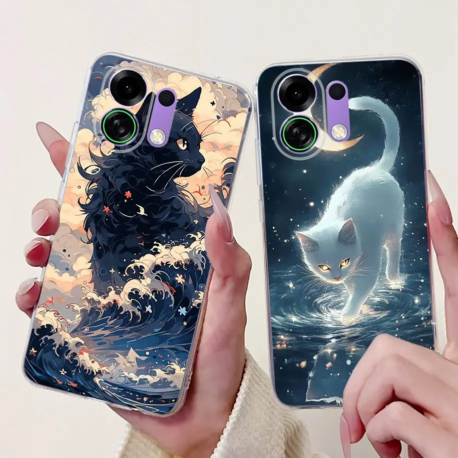 Luxury Painted Cartoon Dragon Cat Soft Silicone Phone Case