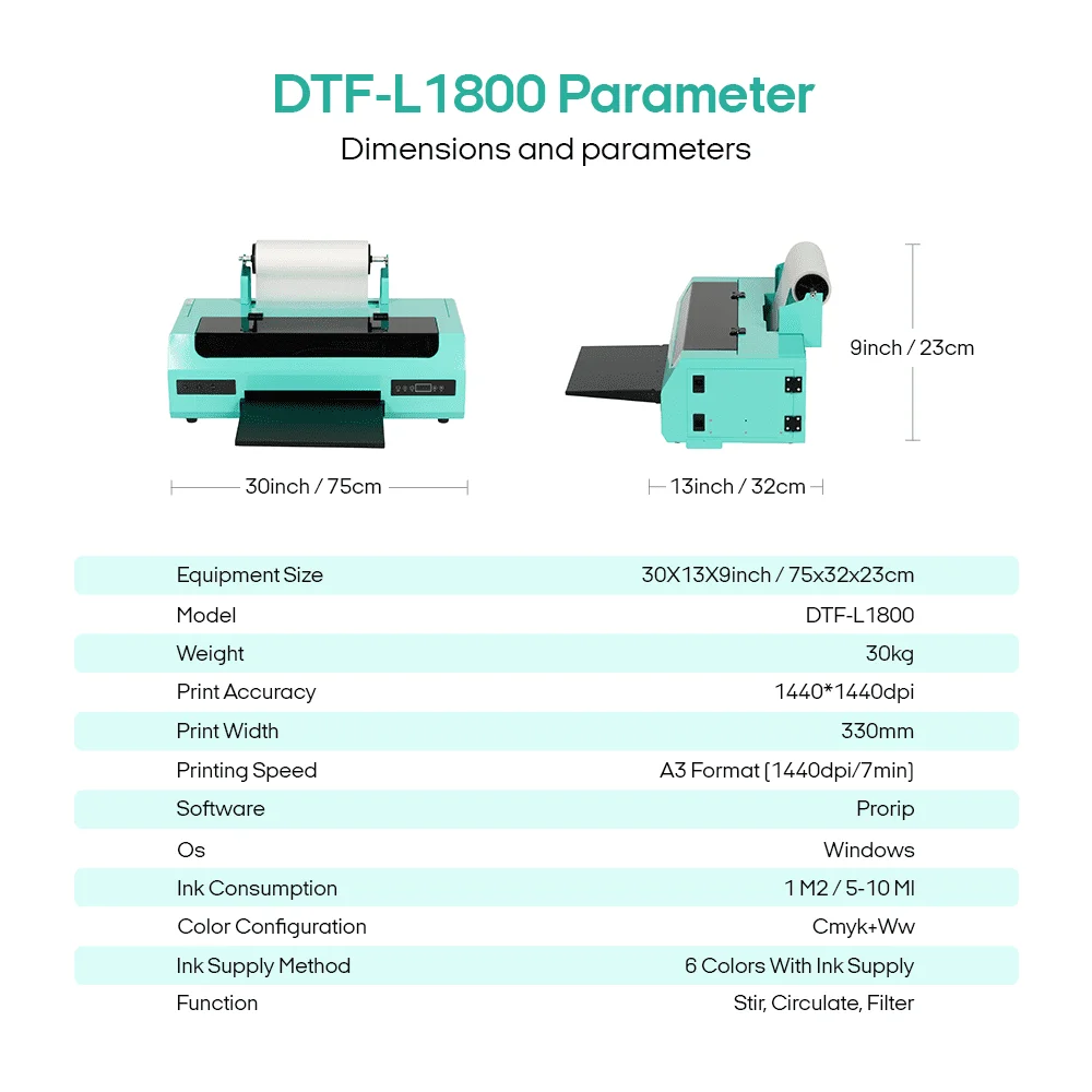 Impresora DTF A3, máquina de impresión de transferencia directa a película, L1800, R1390, para camisetas DIY, con ajuste de Tutorial, vídeo usando vídeo