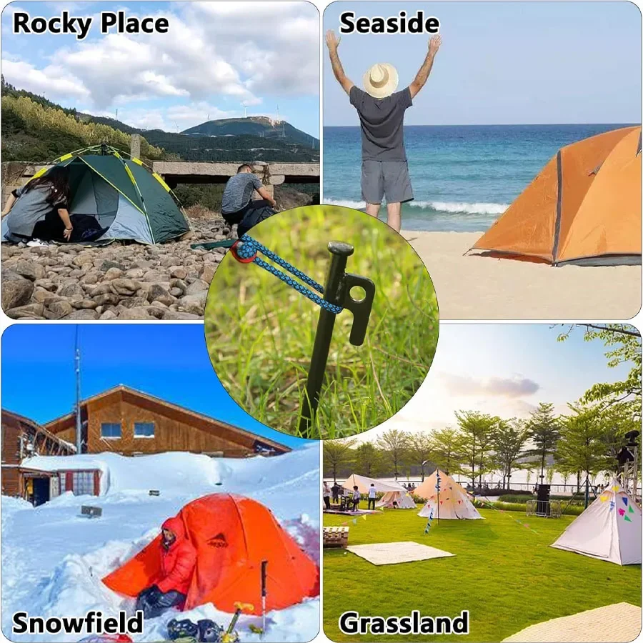 2/4 Pack Heavy Duty Steel Tent Stakes - Unbreakable & Inflexible,Super Strong for Camping, Weatherproof,Rust-Resistant