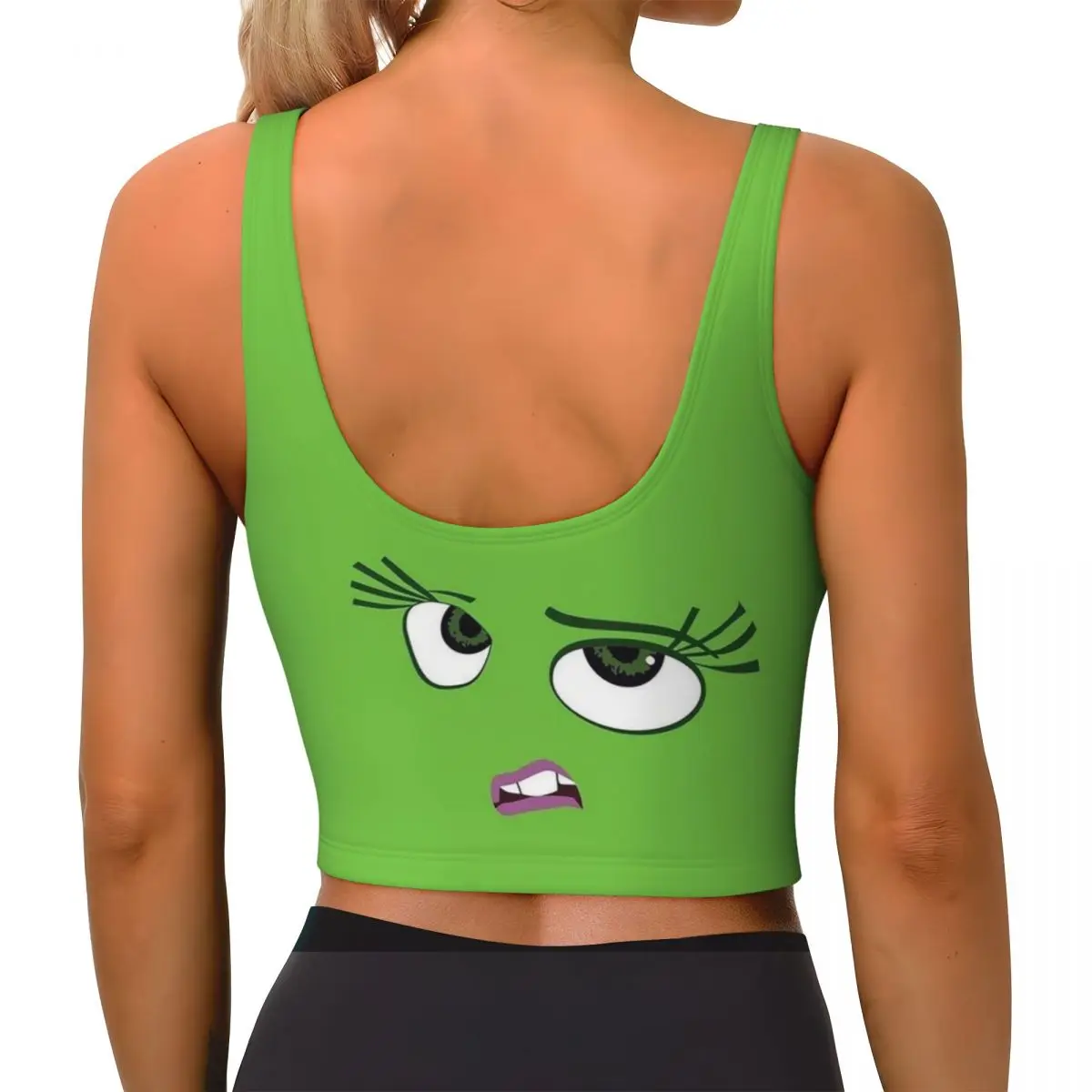 Inside Out Print Sports Bra Women High Impact Workout Yoga Crop Top