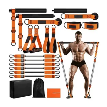 Set da bar per pilates Accessorio multifunzionale per allenamento domestico, inclusa corda di resistenza, barra fitness per yoga per allenamenti di forza