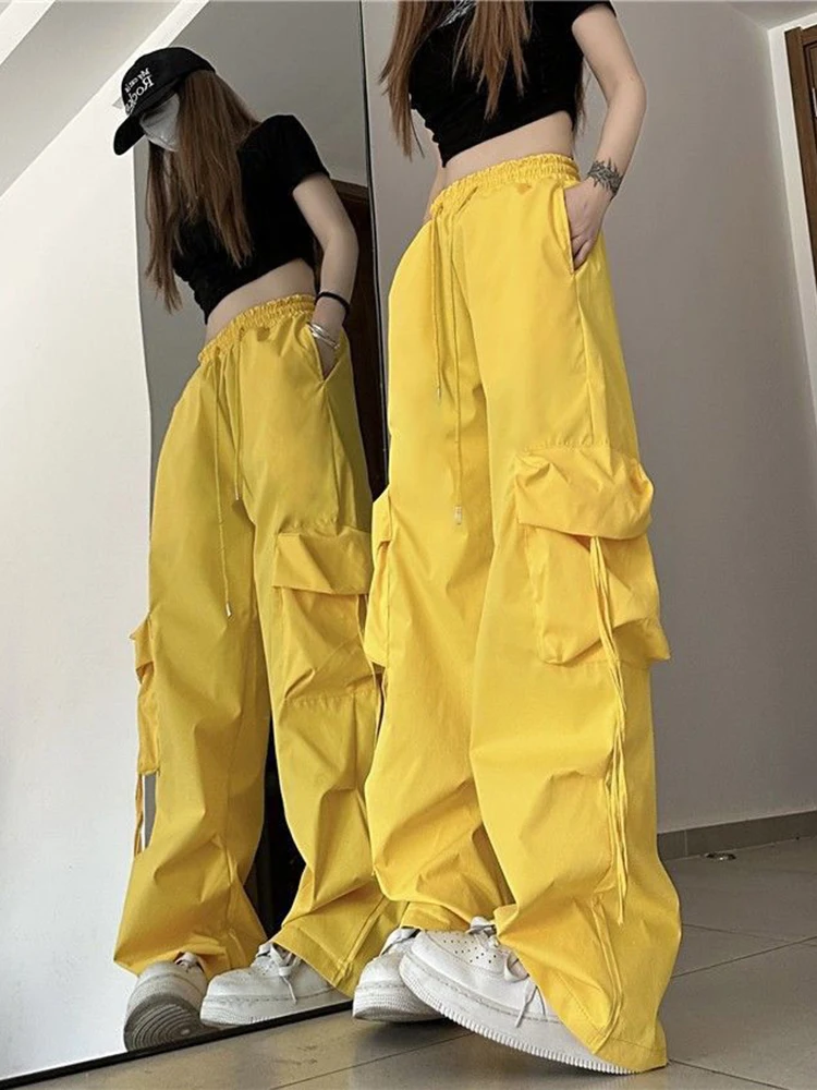 Womens Tapered Cargo Pants Casual Loose High Waist Gothic Hip-hop Slim  Trousers