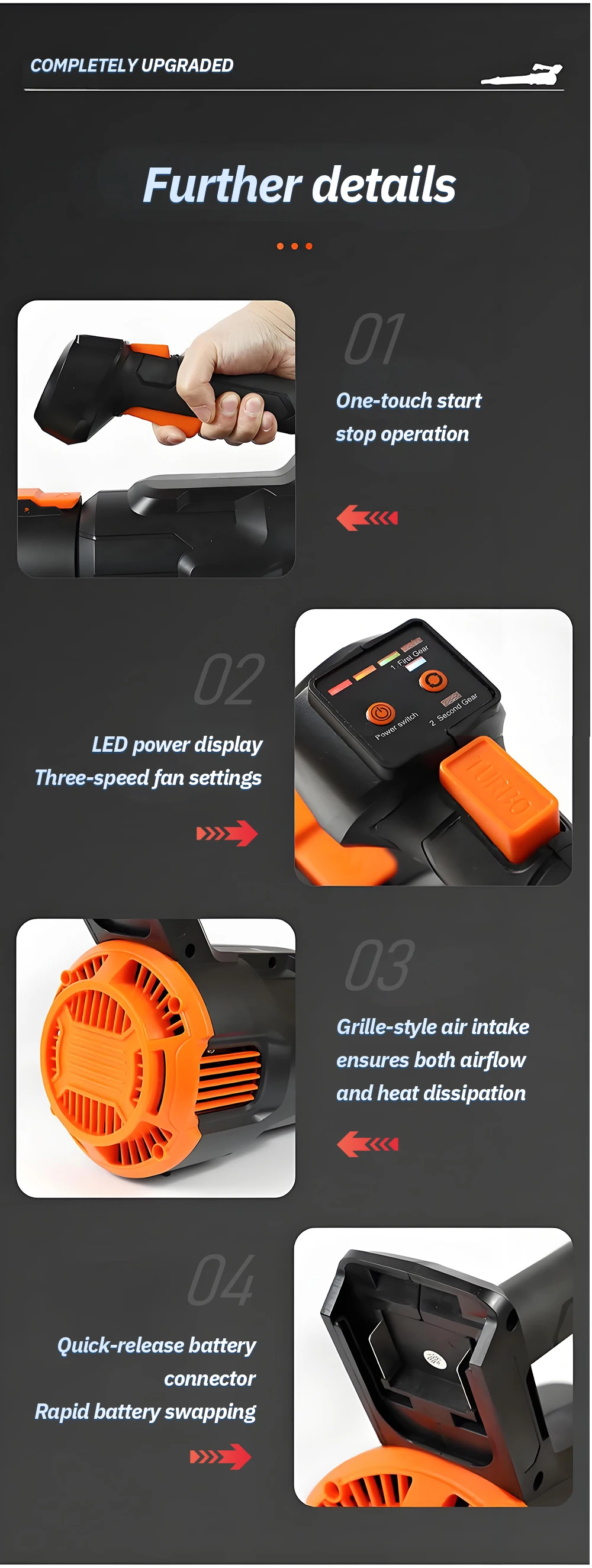 21V Electric Lithium-Ion Leaf Blower Cordless Blower Driveway Turbo Blower Porta