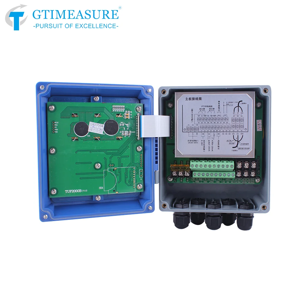 Ultrasonic Flow Meter Digital Flowmeter 220VAC/24VDC Power Supply For Water Diesel Oil Liquid Pipe Tube Measurement 4-20mA RS485