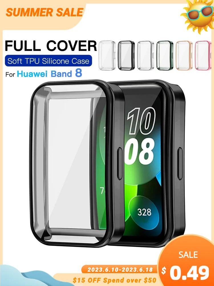 TPU Soft Protective Cover For Huawei band 8 Case Full Screen Protector Shell Bumper Plated Cases For Huawei band8 smart watch_voghion.com