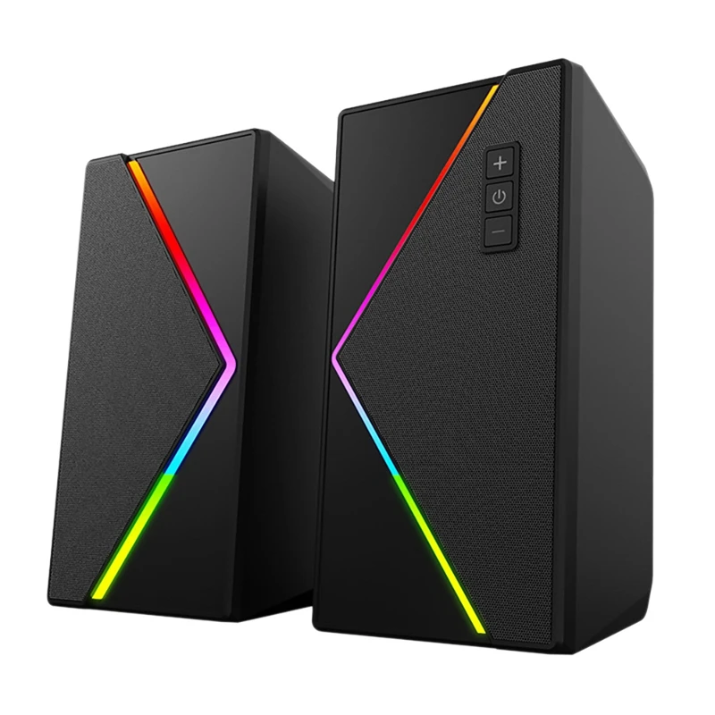 Компьютерные колонки стерео мультимедийные Rgb с сабвуфером аудиовход 3 5 мм