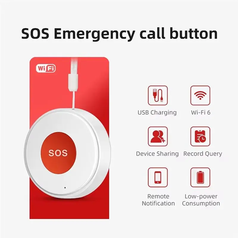 AT41 무선 보안 경보 SOS 버튼 Tuya Wifi 원키 비상 공황 장치 노인 어린이를위한 3Pcs 홈 스마트 라이프 리모콘