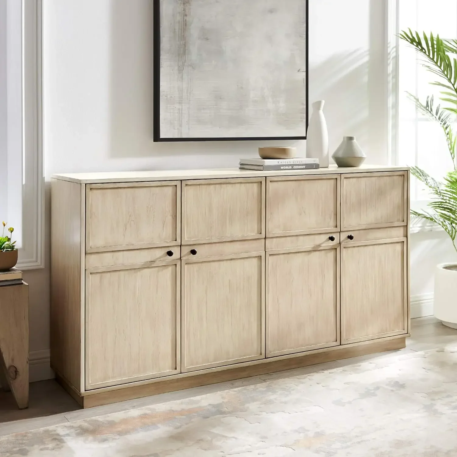 

Alden Versatile 4 Door Framed-Storage-Sideboard, 62 Inch, Birch