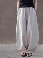 Breathable Loose Cotton Linen Wide Leg Pants Casual Comfortable Pure Color Harajuku Sle Chinese Trendy Summer Leisure Trousers