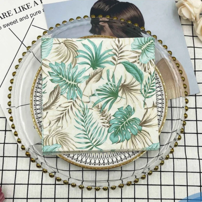 컬러풀 프린트 냅킨 튤립 꽃, 웨딩 파티, 접은 종이 냅킨 입 수건, 파티 장식 종이 20 개/팩 2 겹 