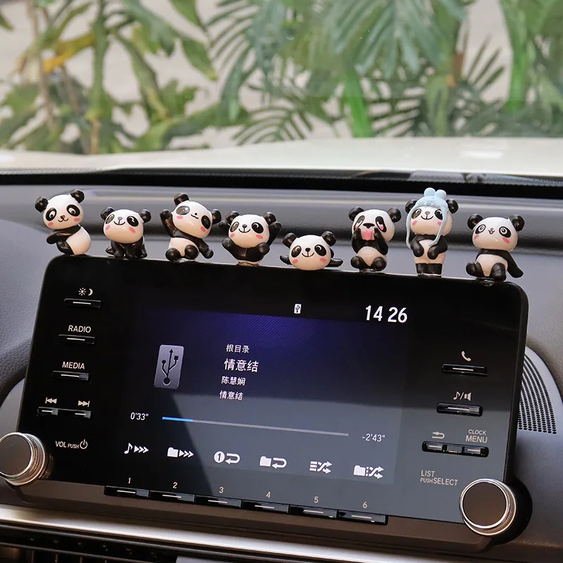 Cute Panda Car Decor - Funny Dashboard Ornaments For Rear View Mirror & Center Screen Decoration