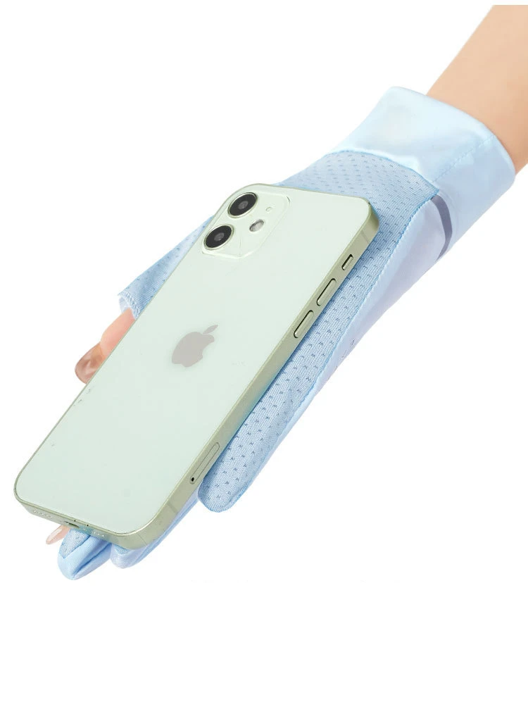 Sommer-Eisseiden-Handschuhe Sonnenschutz Damen Kühlende Zwei-Finger-Fahrradhandschuhe Schlanke Fahrhandschuhe Dünn Atmungsaktiv Kühl Outdoor Touchscreen-Handschuhe – Detail 4