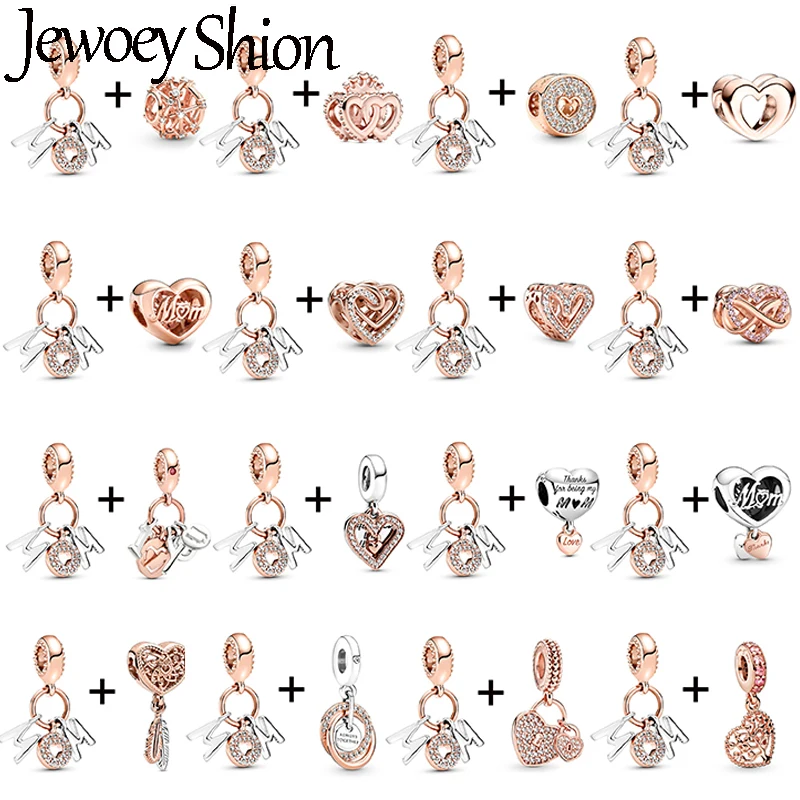 

2Pc/lot "MOM" Letter Combination Beads With Heart Pendant Fit DIY Brand Charm Bracelet & Necklace For Women Jewelry Making Gift