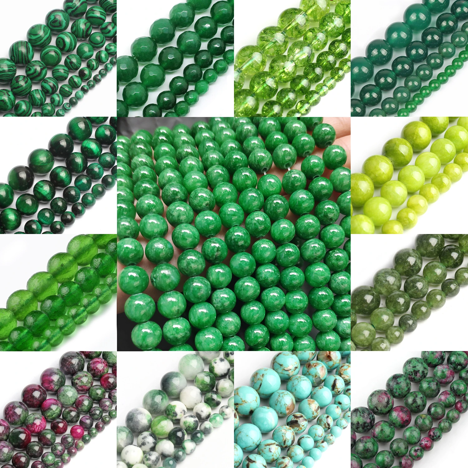 Jewelry Beads Accessories Eye Beads Natural Green Agate Beads