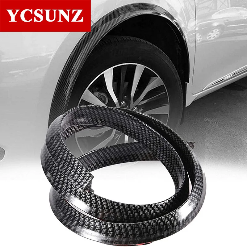 1pcs 2pcs 4 pcs Universal Car Truck Carbon Fiber Fender Flare Rubber Wheel Eyebrow anti-scratch Decorative Strips images - 6