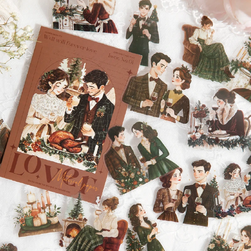Wedding Stickers 30 Sheets Romantic Couple Scrapbook DIY Journal Phone Case Decoration Gift for Bride and Groom