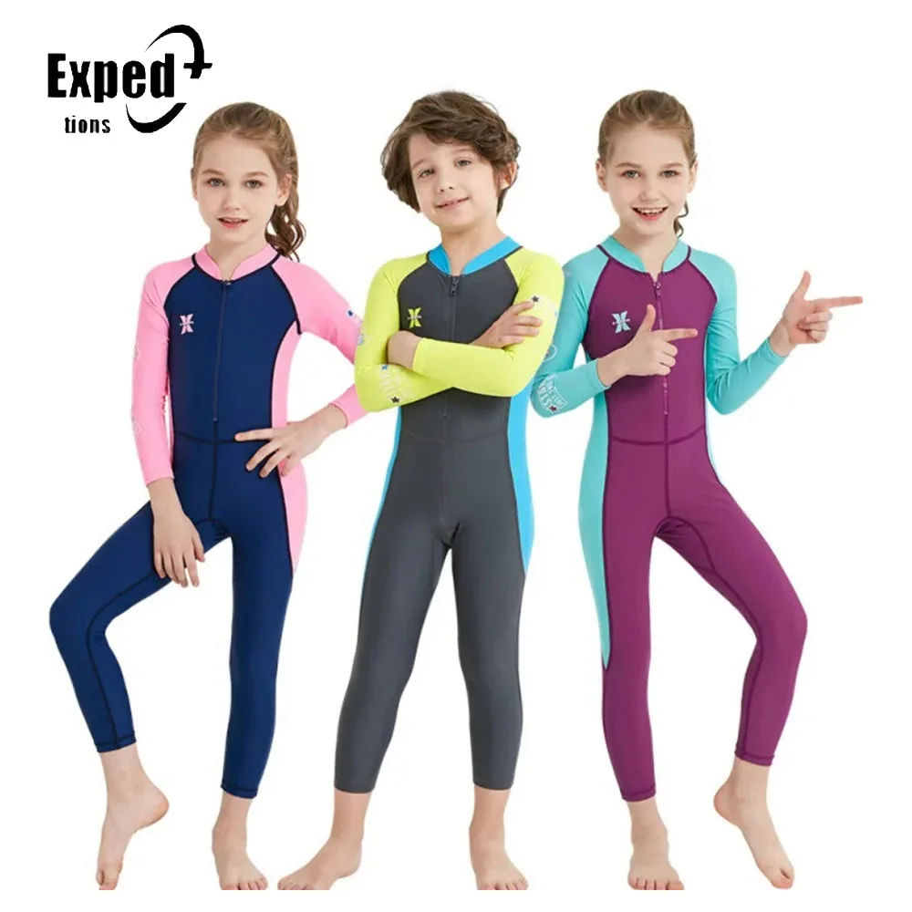 

2.5MM Neoprene Kids Diving Suit Wetsuit for boys girls Keep Warm Long Sleeves UV protection Swimwear children One-piece