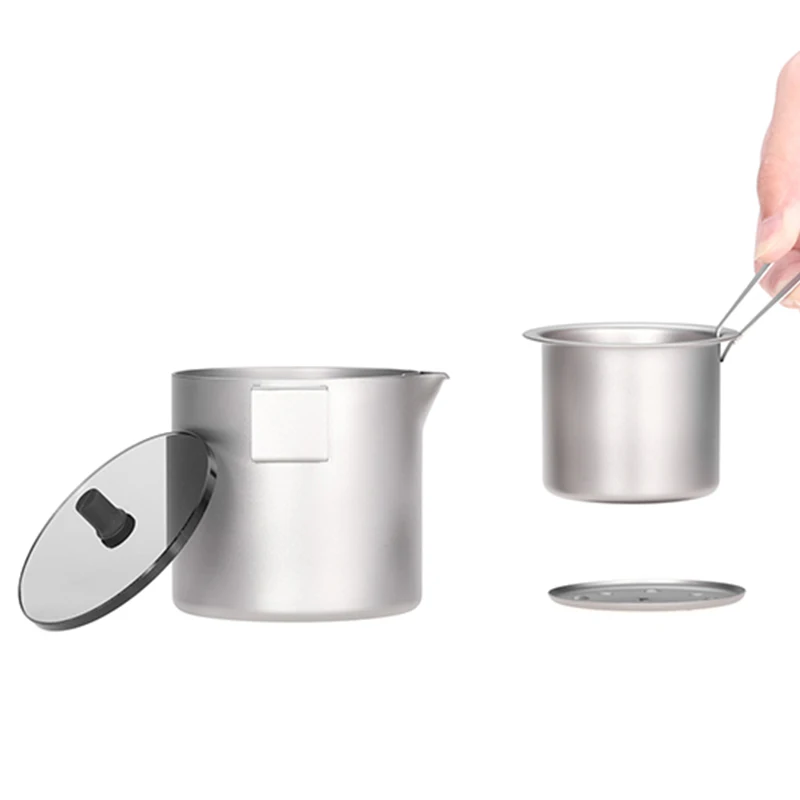 Keith NonToxic Titanium Tea Cup Set Teapot, Bacteriostatic Tableware, Outdoor Drinkware Chinese Kung Fu Tea Set with Tea Tweezer 3