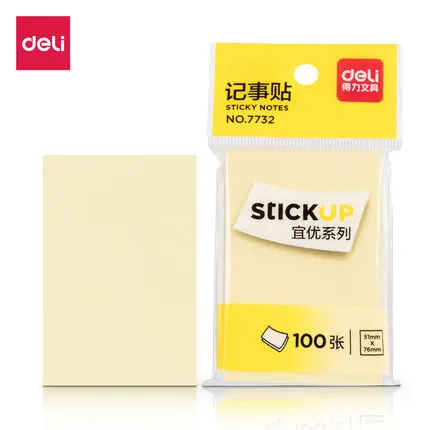 Deli 7732 Pad Notes Sticky Note Ahesive Memo Pads Office School Stationery 51 * 76mm 100Sheets / Bag