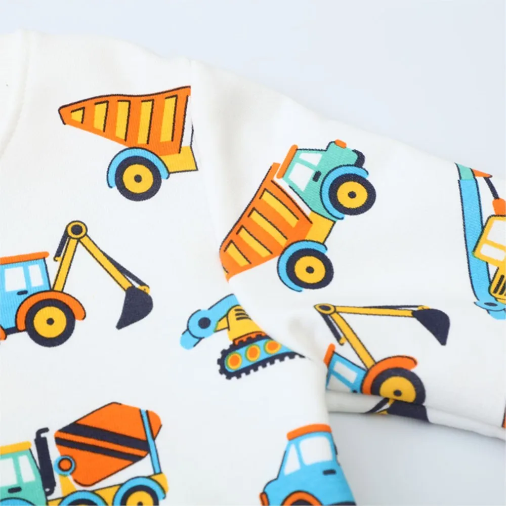 Kids Clothes 2025 New Spring Autumn Tops Children's Clothing Baby Boys Hoodies Cartoon Excavators Sweatshirt Cotton