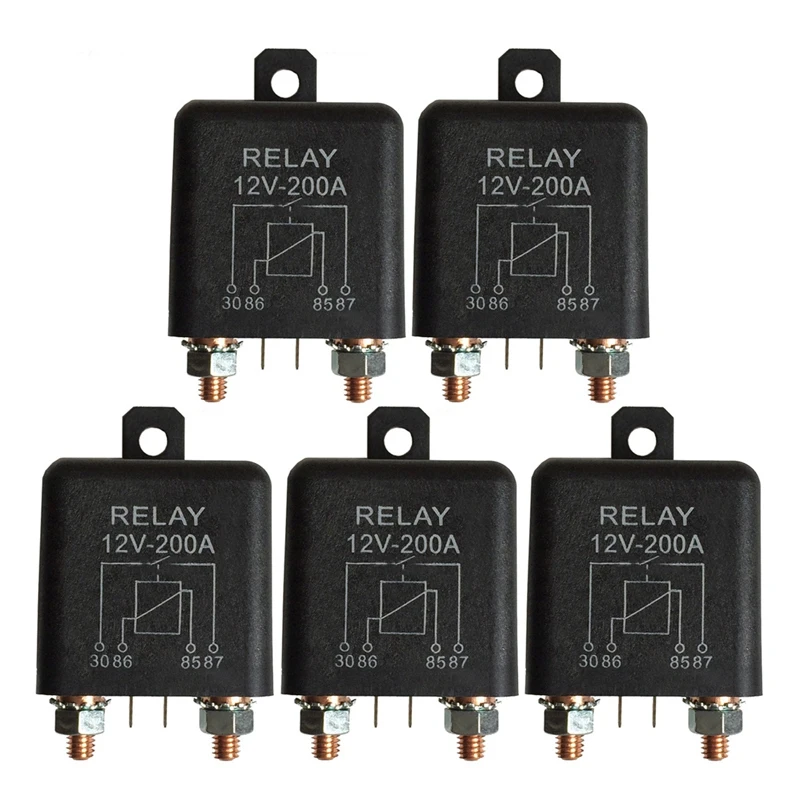 

5X 12V 200A Normally Open 4 Pin Relay - Heavy Duty Automotive Marine Split Charge