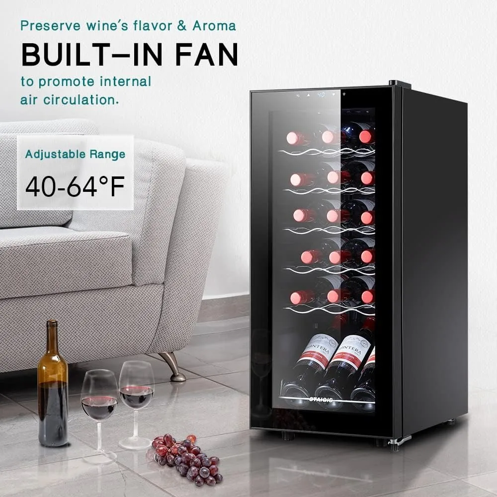 18 Bottle Compressor Wine Cooler Refrigerator,Small Freestanding Wine Fridge,40-66F Digital Temperature Control Glass Door 2