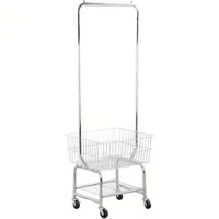 Yaheetech Wire Commercial Rolling Laundry Cart Laundry Basket with Garment Rack Laundry Butler with Basket Laundry Hampe 1