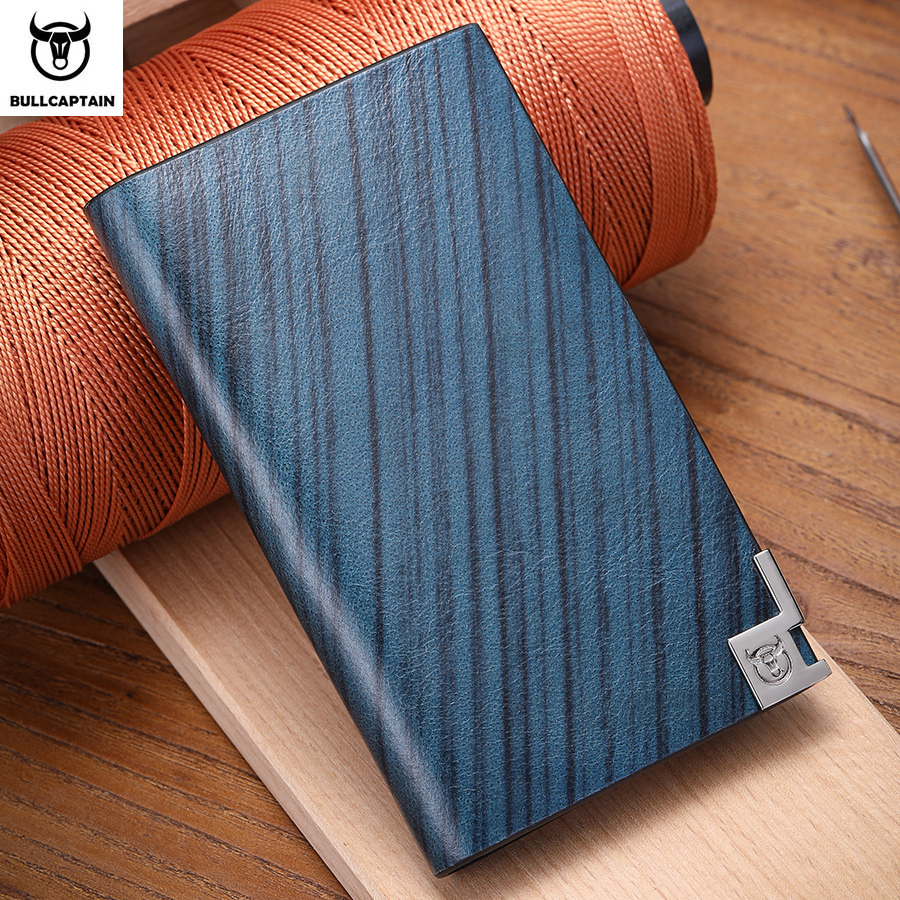 BULLCAPTAIN Portable Card Holder Wallet Trifold Magnetic Buckle Card Bag Vintage Leather Stylish Multi Cards Slot Mini Wallet