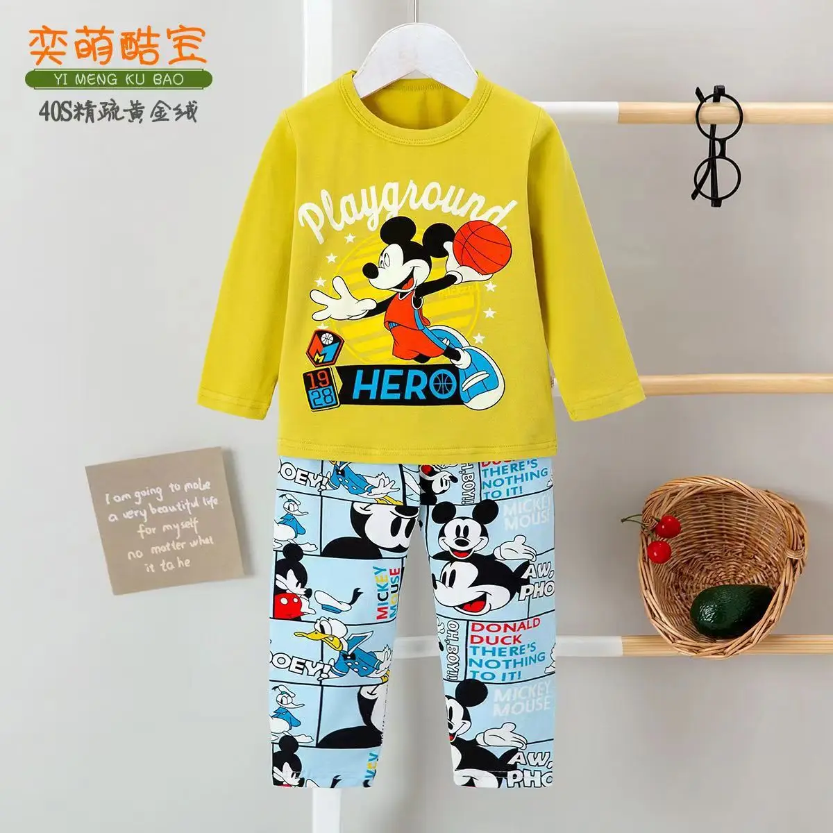 

Комплекты детской одежды Disney, пижамный комплект для мальчиков и девочек, домашний пижамный комплект с длинным рукавом, одежда для сна, мягкий костюм