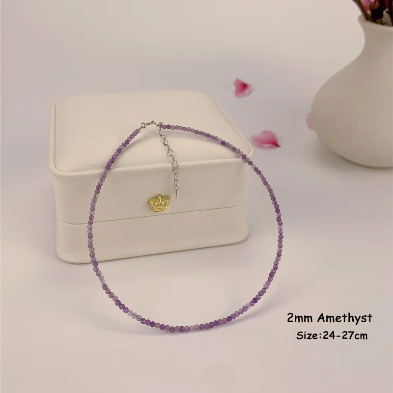 Anklet 925 Silver Jewelry Bead Foot Chain 24-27cm Natural Stone 2MM Tourmaline Black Spinel for Women