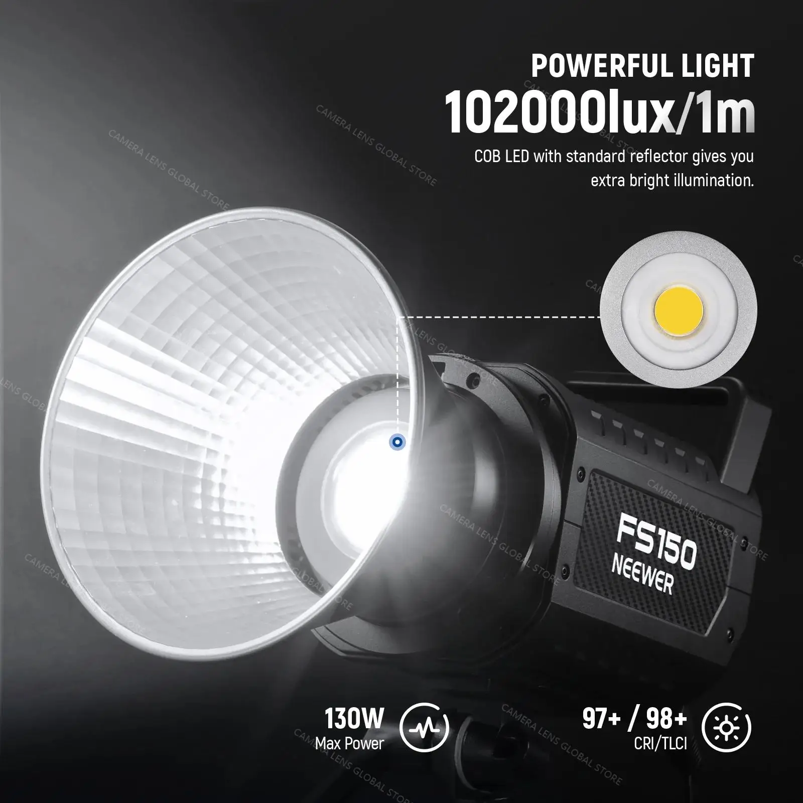 Lampe LED De Studio NEEWER FS150B 130W COB - Bicolore 2700K-6500K - CRI 97+ - Contrôle App/2,4 GHz - Monture Bowens - Pour Photo/Vidéo, Streaming