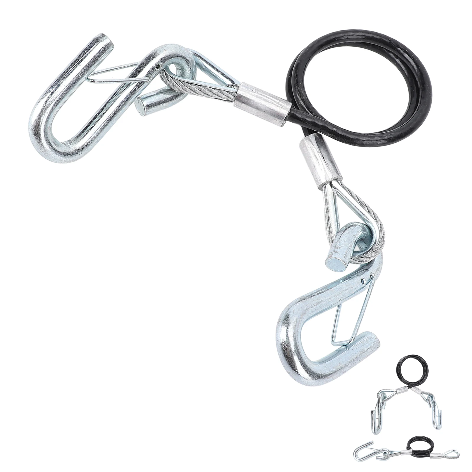Trailer Safety Towing Cable With S Hook 3500lbs Load Bearing 27.6in Maximum Extension Length Spring Towing Rope For RV trailer towing cable