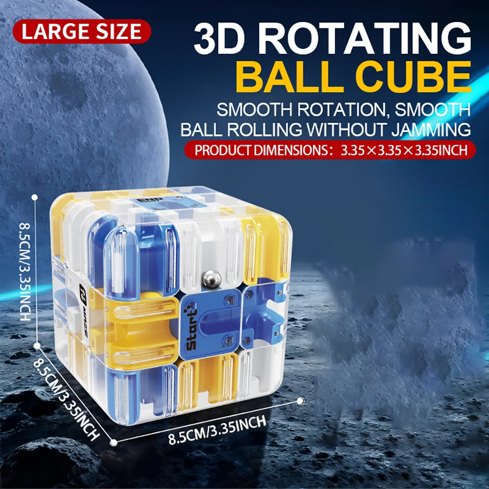 3D 퍼즐 볼 롤링 매직 큐브 미로 어린이용 미로 장난감 논리적 사고력 향상 스트레스 해소 교육용 생일 선물