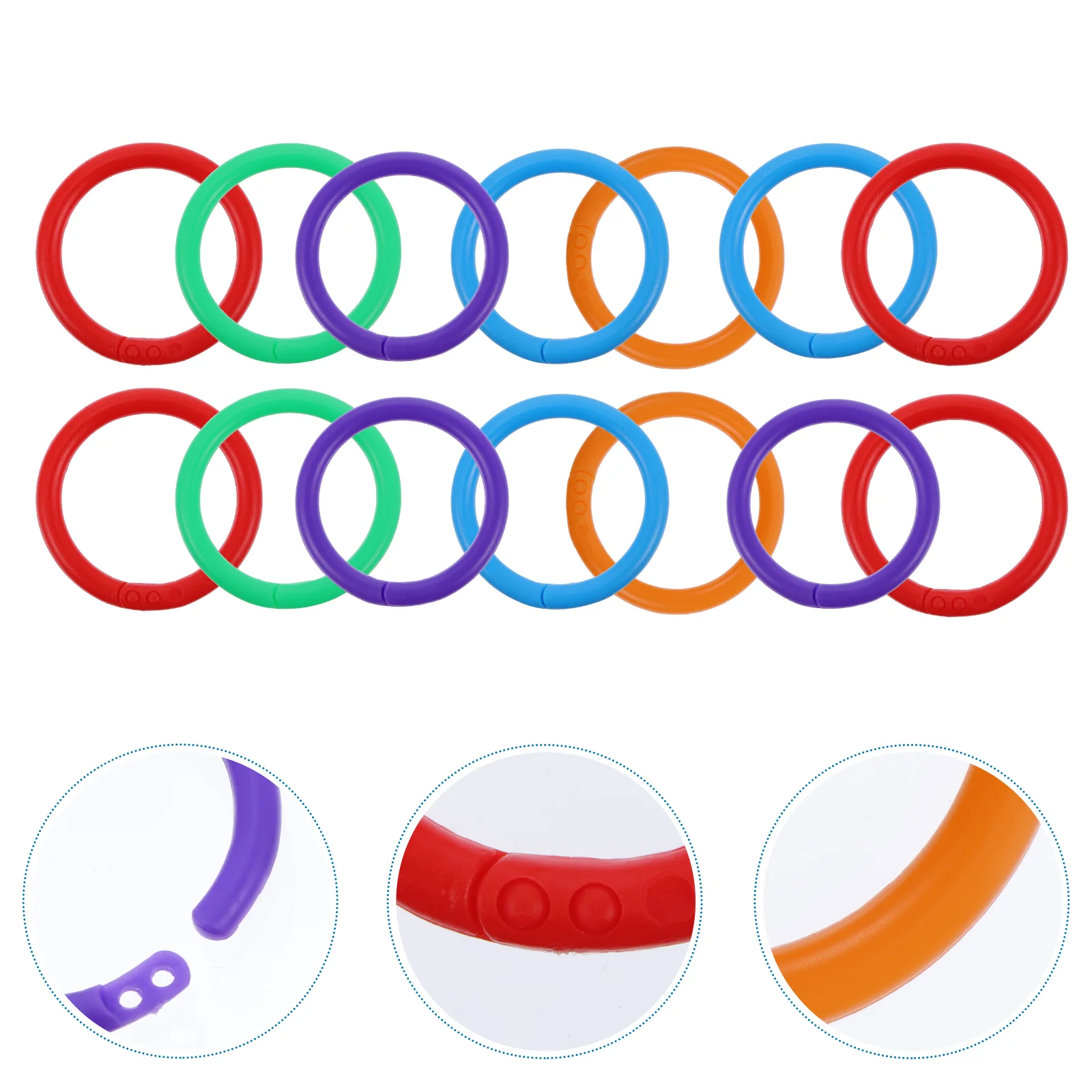

100pcs 28mm Inner Diameter Multi-Color Binder Rings Plastic Book Rings