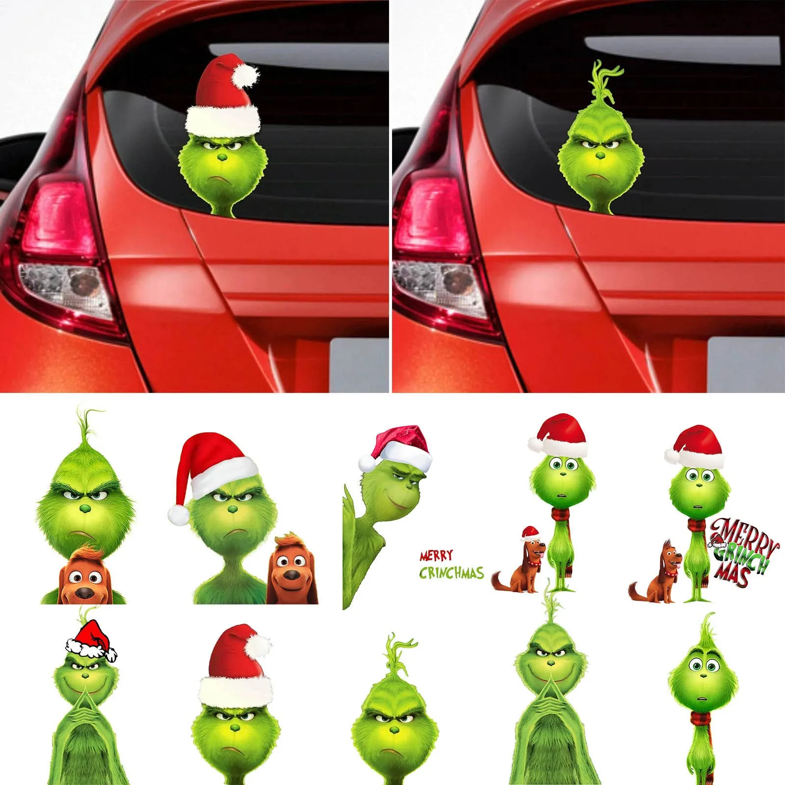 Grinch and max in red truck  Christmas decals, Xmas pictures