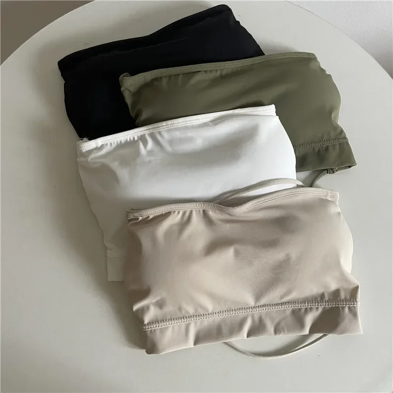 Women Seamless Tube Top Ice Silk Sexy Wrap Chest Push Up Bras Strapless Underwear Solid Color Bralette Lingerie Tops women lingerie bra women tube tops