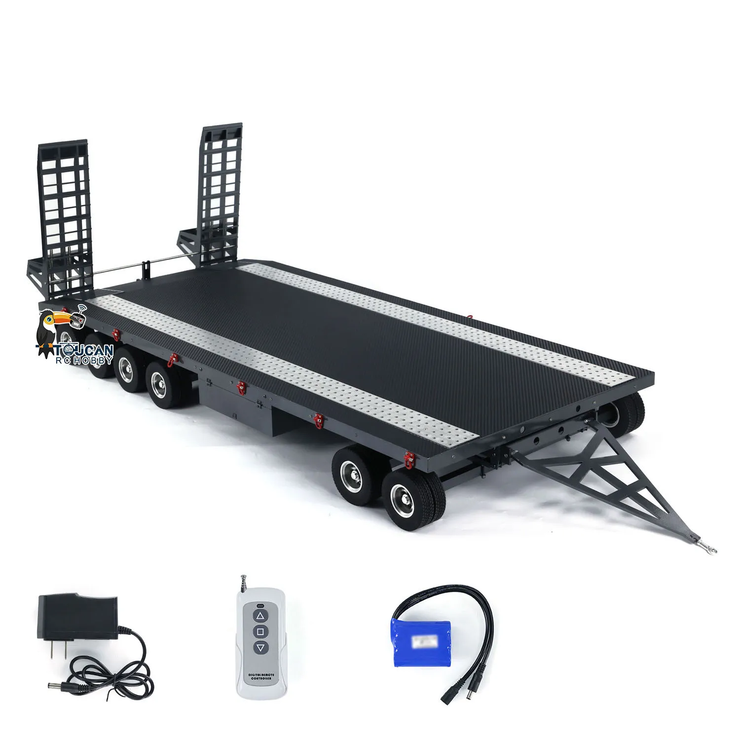 RC Metal Full Trailer 6 Axles 5 Axles for 1/8 1/10 1/12 1/14 RC Tractor Truck Excavator Crawler Car Remote Control Vehicle Model 2