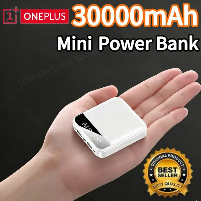 OnePlus Mini Power Bank 300000mAh Large Capacity Mirror Screen LED Digital Powerbank Charger External Battery for iPhone Samsung 1