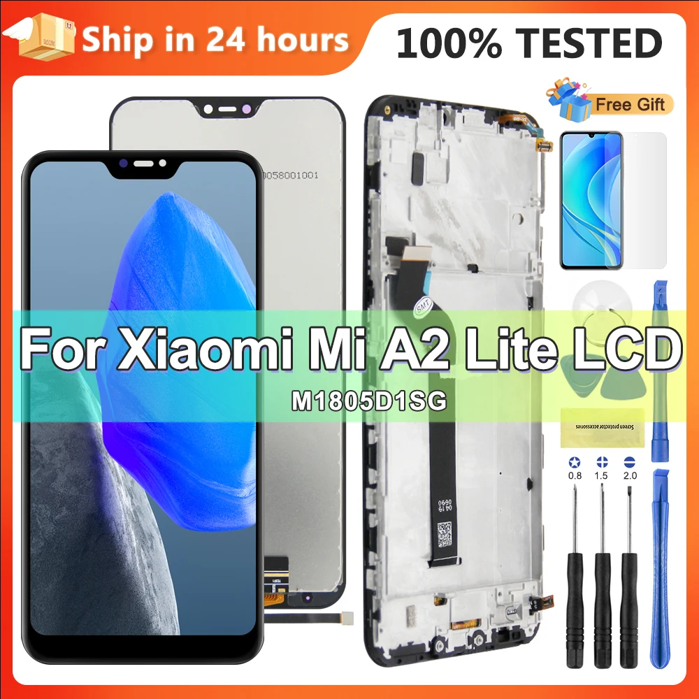 

5.84" Original Lcd For Xiaomi Mi A2 Lite LCD Display With Frame Touch Screen For Xiaomi Redmi 6pro M1805D1SG Display Replacement