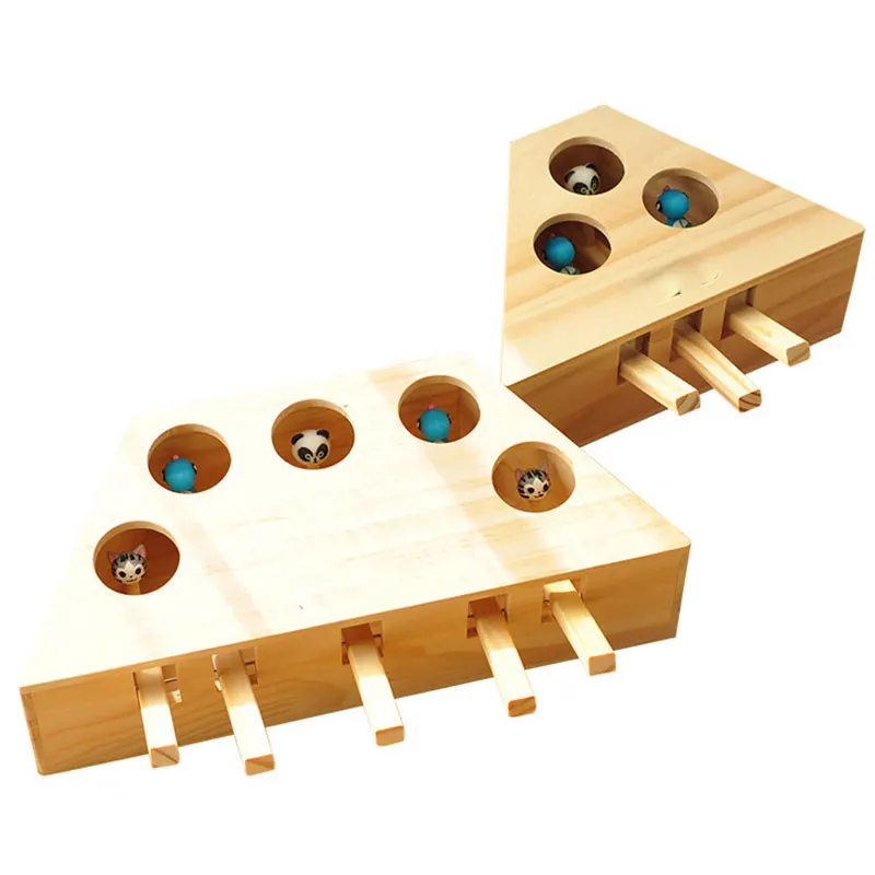Wooden Cat Whack-a-mole Toy Cat Toy Hamster Toys Wooden Cat Toys For Play With Cat Cat Hamster Wooden Cute Funny 3