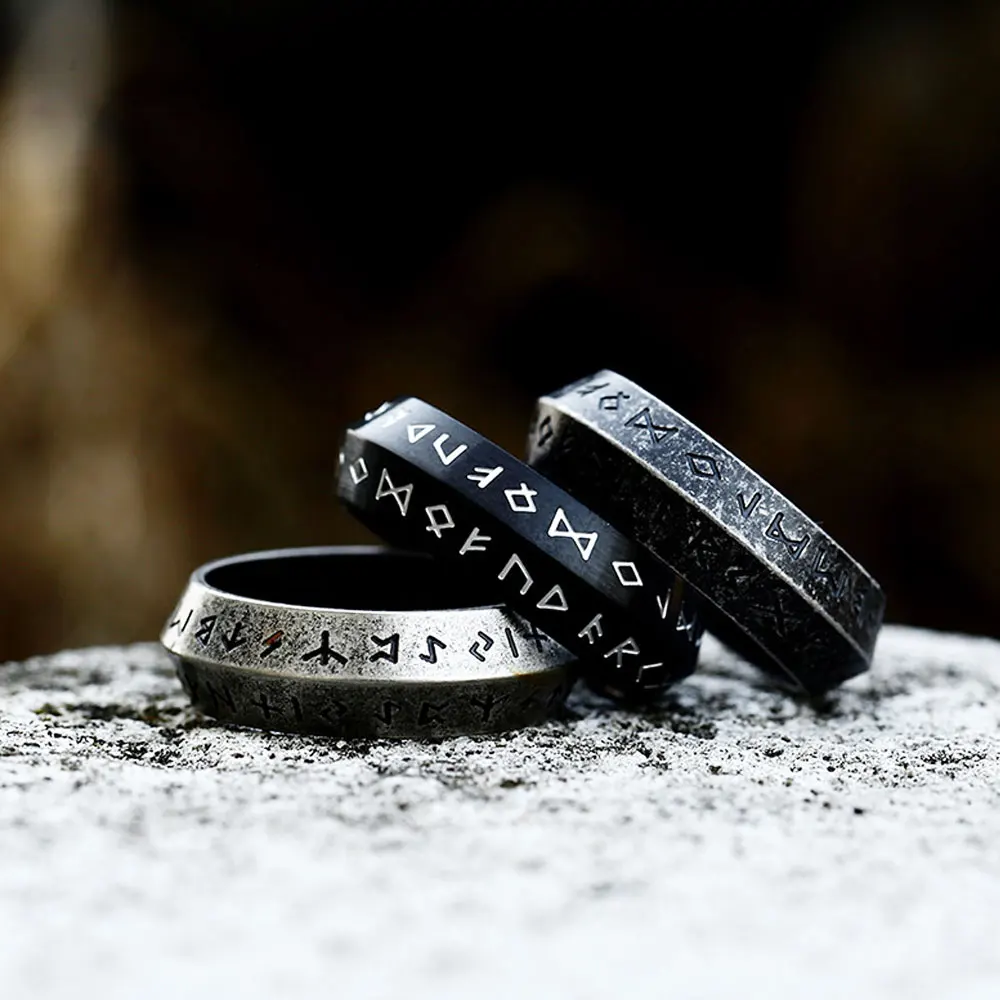 Vintage Viking Rune Stainless Steel Ring Simple Norse Viking Runes Rings  for Men Women Fashion Nordic Jewelry Gift Wholesale - AliExpress
