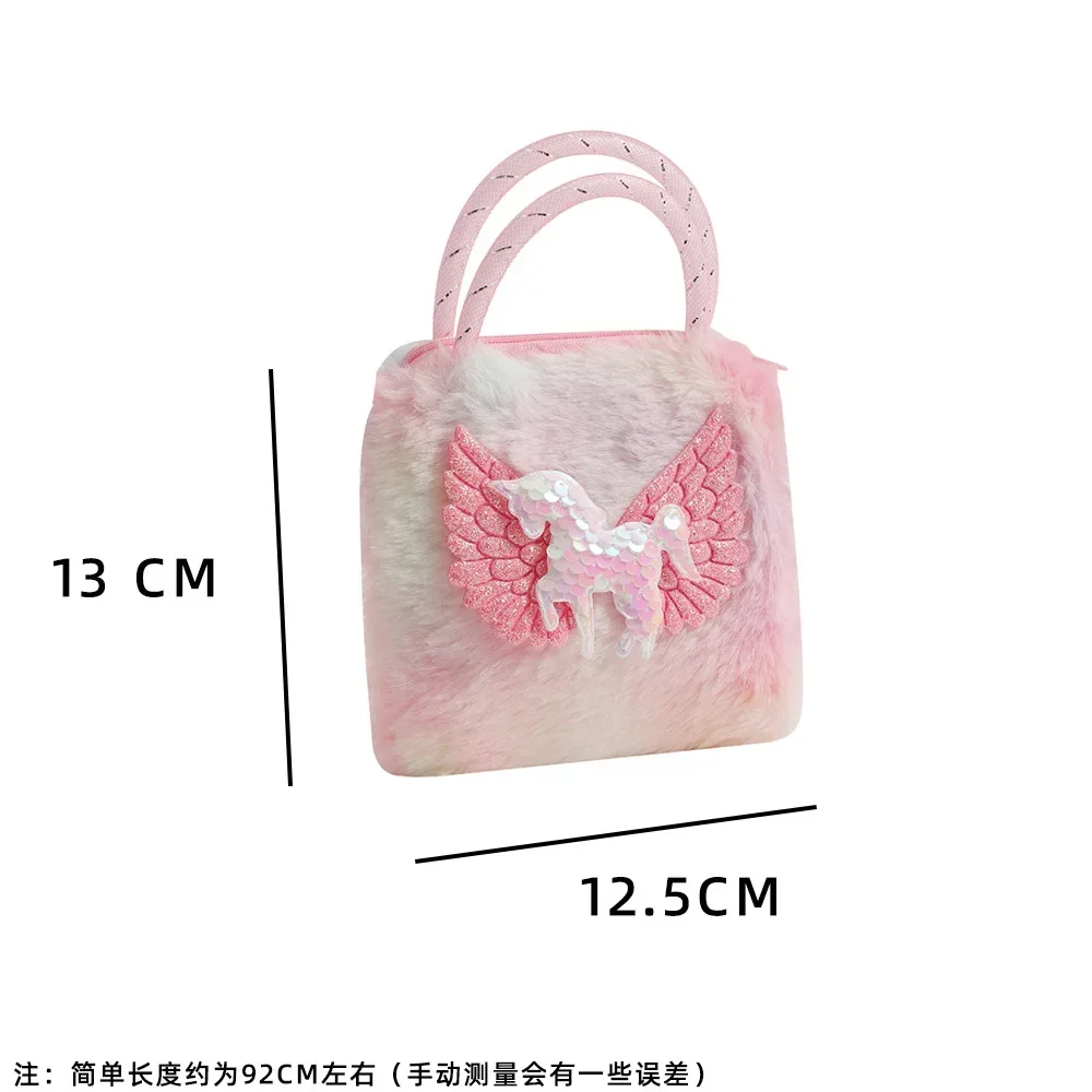 Children Unicorn Cartoon Plush Shoulder Bag Girls Crossbody Bag Kids Coin Purse Wallet Girl Small Square Bag Mini School Purse