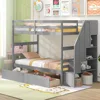 Solid Wood Bunk Bed with Full-Length Guardrails, Convertible to 2 Beds, Children Beds 1