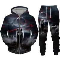 Zipper Hoodie Suit Animal Wolf 3D Print Men Tracksuit/Pants Casual Streetwear Long Sleeve Oversize Autumn Winter New Hot-selling 1