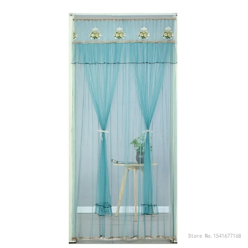 Summer Lace Embroidery Curtains Screen Mesh Free Punch On The Door Curtain, Mosquito Net Living Room Anti Insect Window Curtains