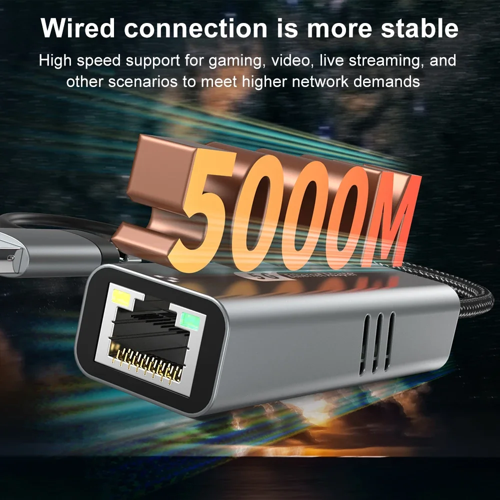 5Gbps USB 3.2 유형 C 이더넷 어댑터 RTL8157 Windows 11 PC/노트북 용 5000Mbps RJ45 네트워크 카드 Lan 인터넷 케이블 변환기
