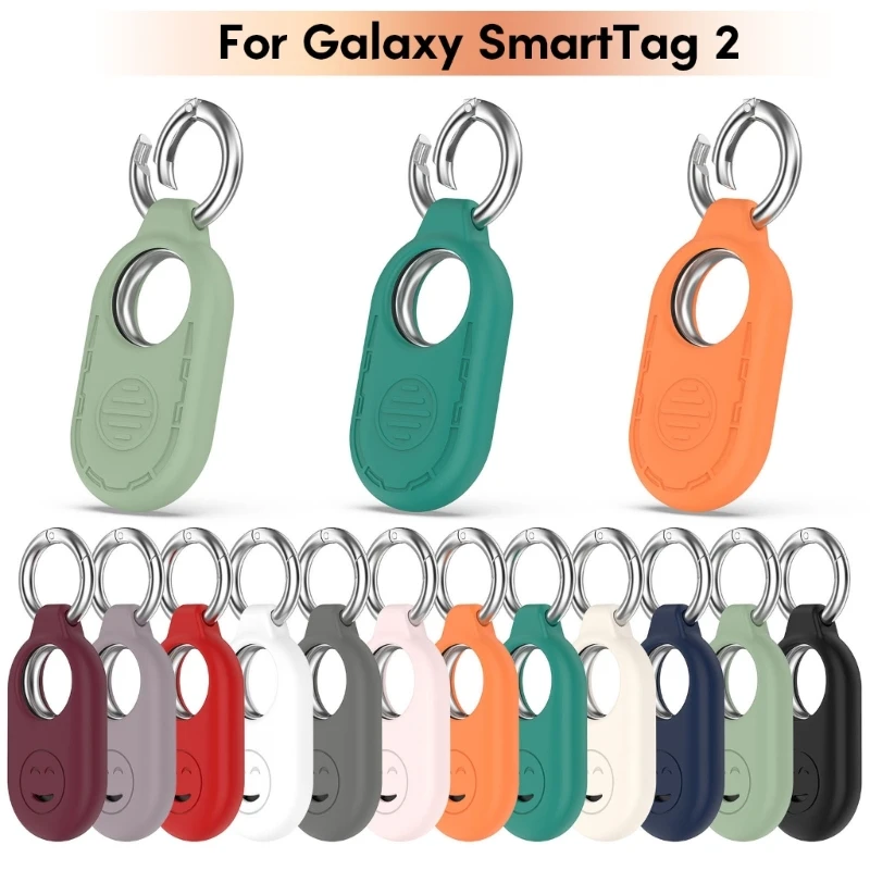 

Silicone Case Protective Cover for Galaxy SmartTag 2 Anti-scratch Sleeve Housing Carrying Case with Keychain Anti-lost Holder