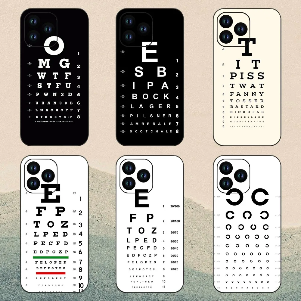 Vision Test Chart Custodia Per Telefono Alla Moda Per Iphone 11 12 13 14 15 Mini Pro Xs Max X S Plus Xr Shell